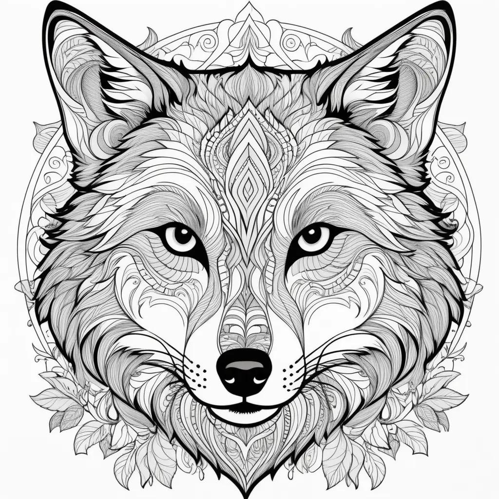 wolf head with intricate designs in a circle