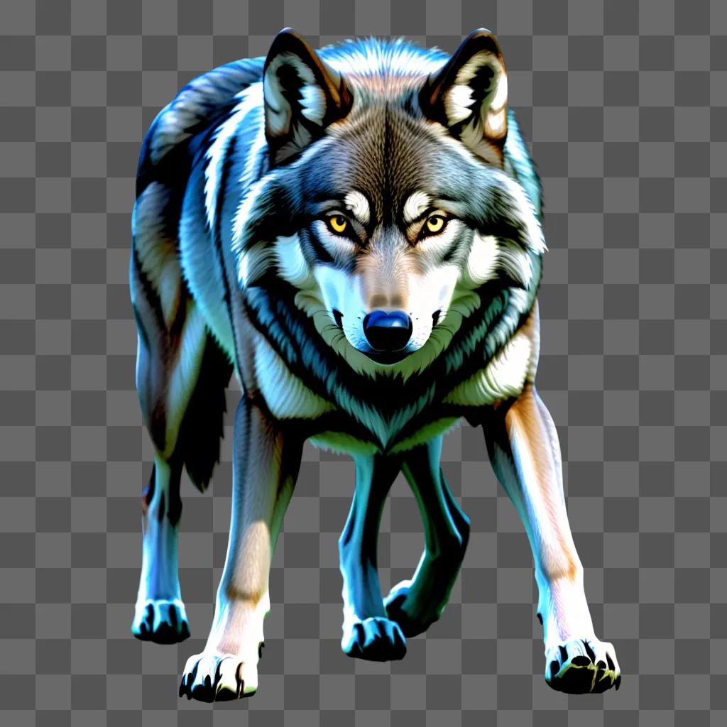 wolf is transparently walking on a gray background