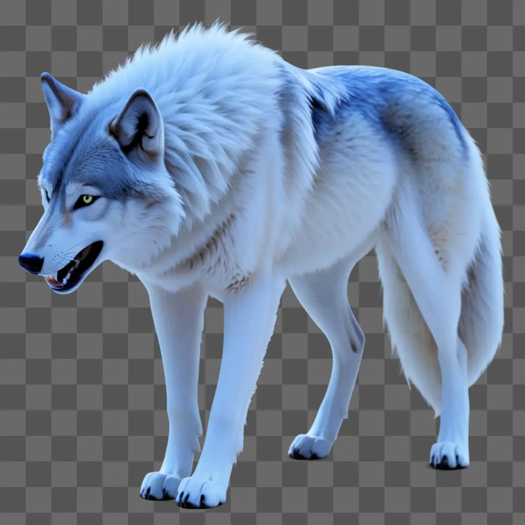 wolf is transparently walking on the ground