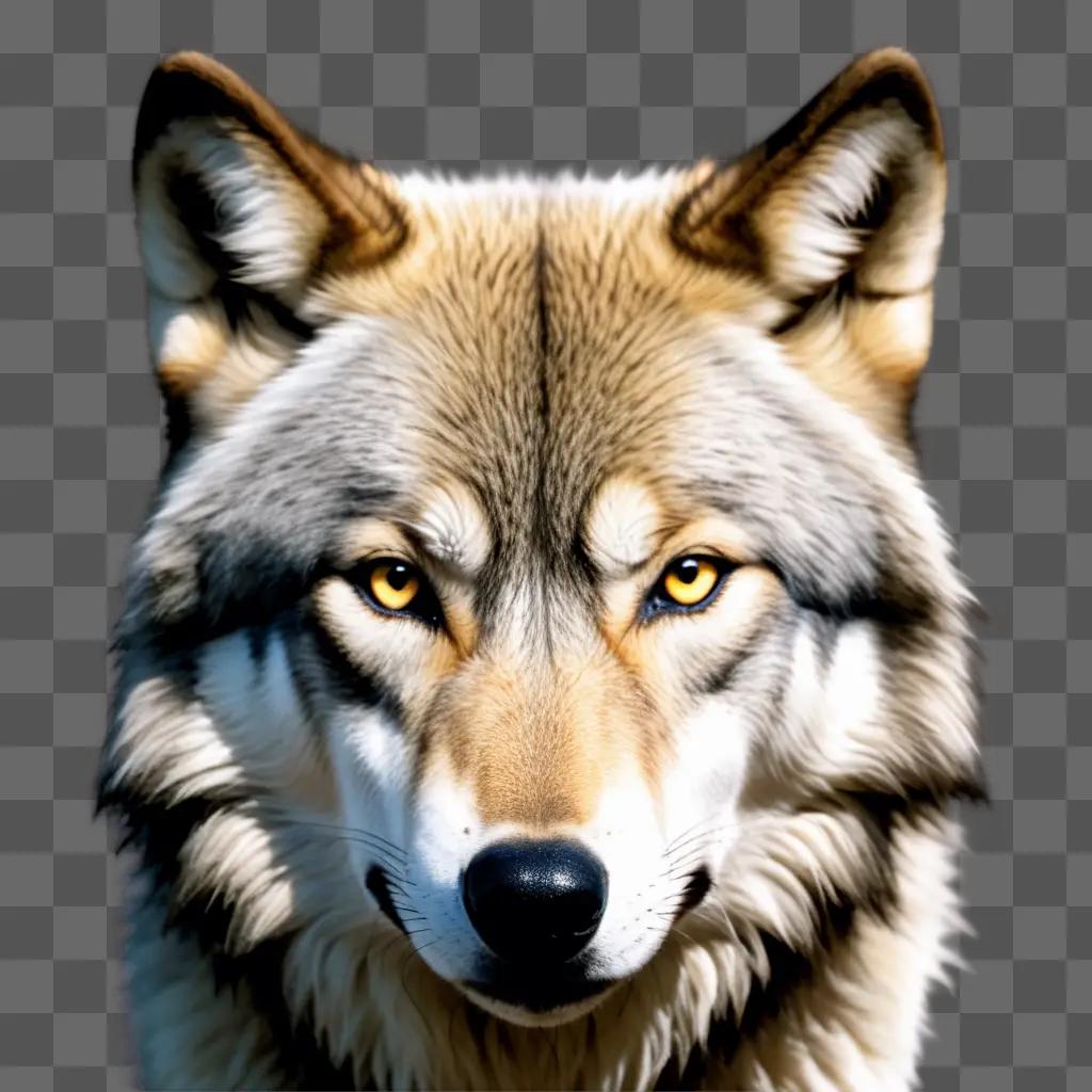 wolfs face with yellow eyes