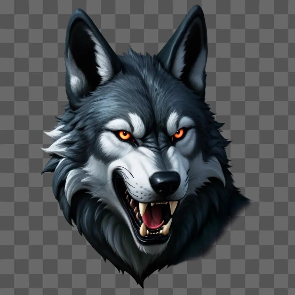 wolfs snout and ears on a dark background