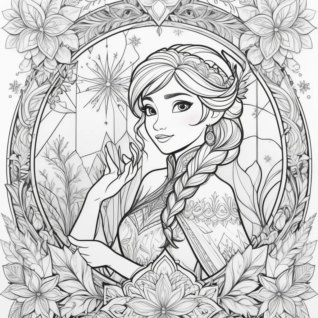 woman from Frozen coloring page with flowers