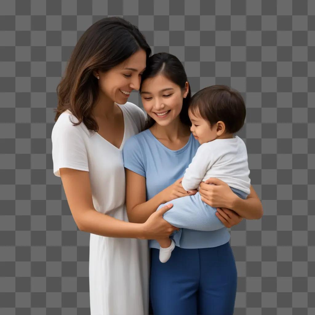 woman holds a baby close, showing her caring side