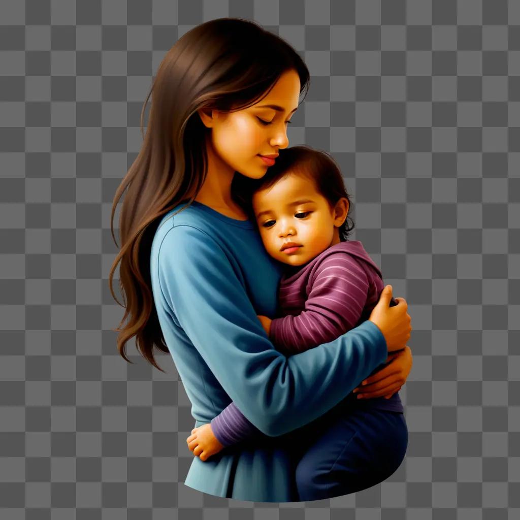 woman holds a child in a painting