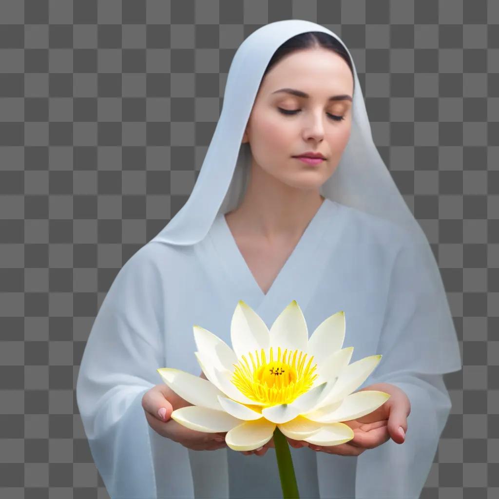 woman holds a flower with patience