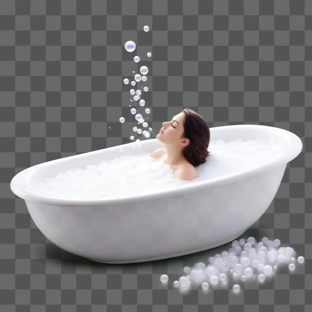 woman in a bath tub with bubbles all around her