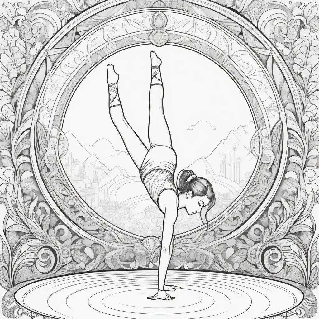 woman in a gymnastic pose coloring page