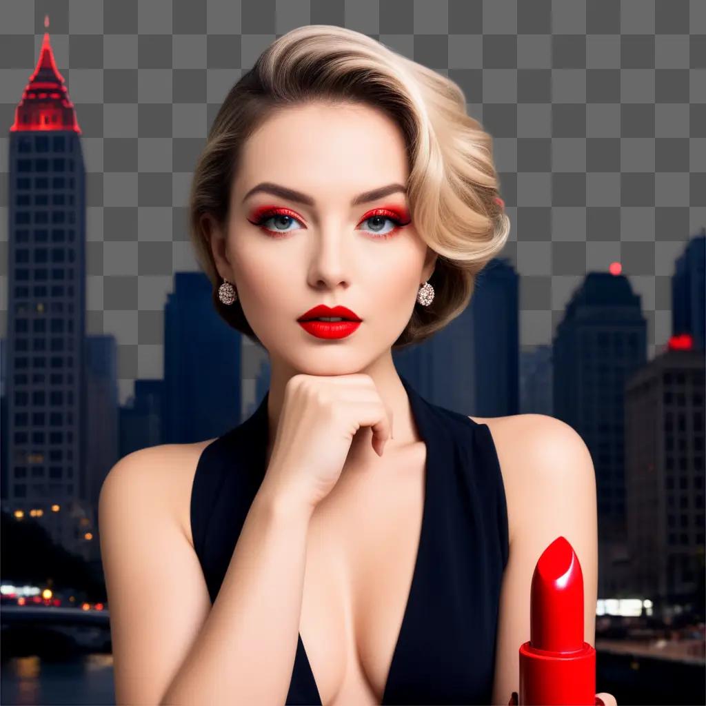 woman in a red dress and red lipstick