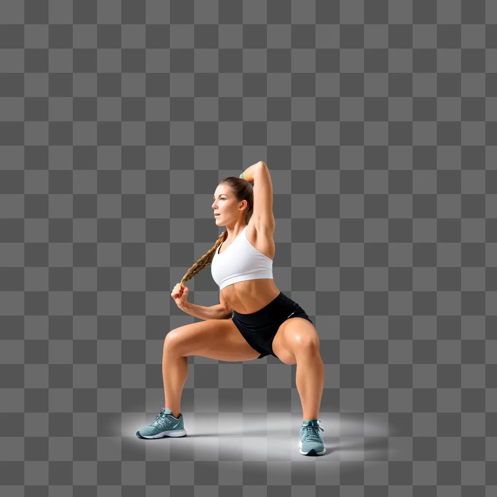 woman in a sports outfit prepares for a workout