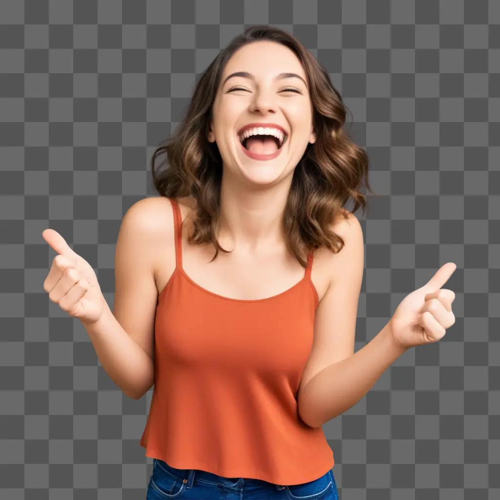 woman in a tank top laughing