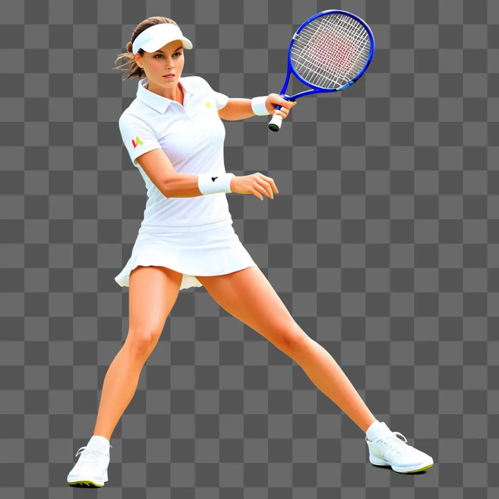 テニスラケットを持つテニスウェアの女性