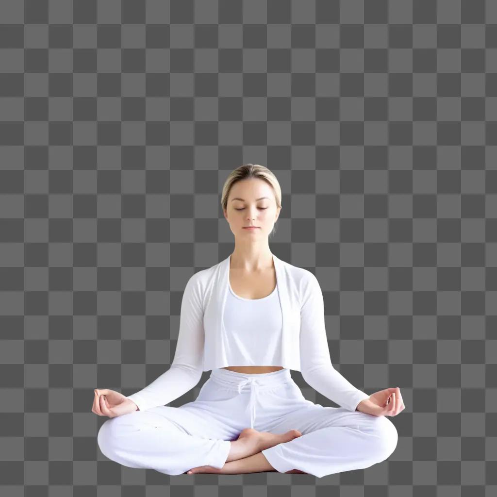 woman in a white outfit meditates on her knees