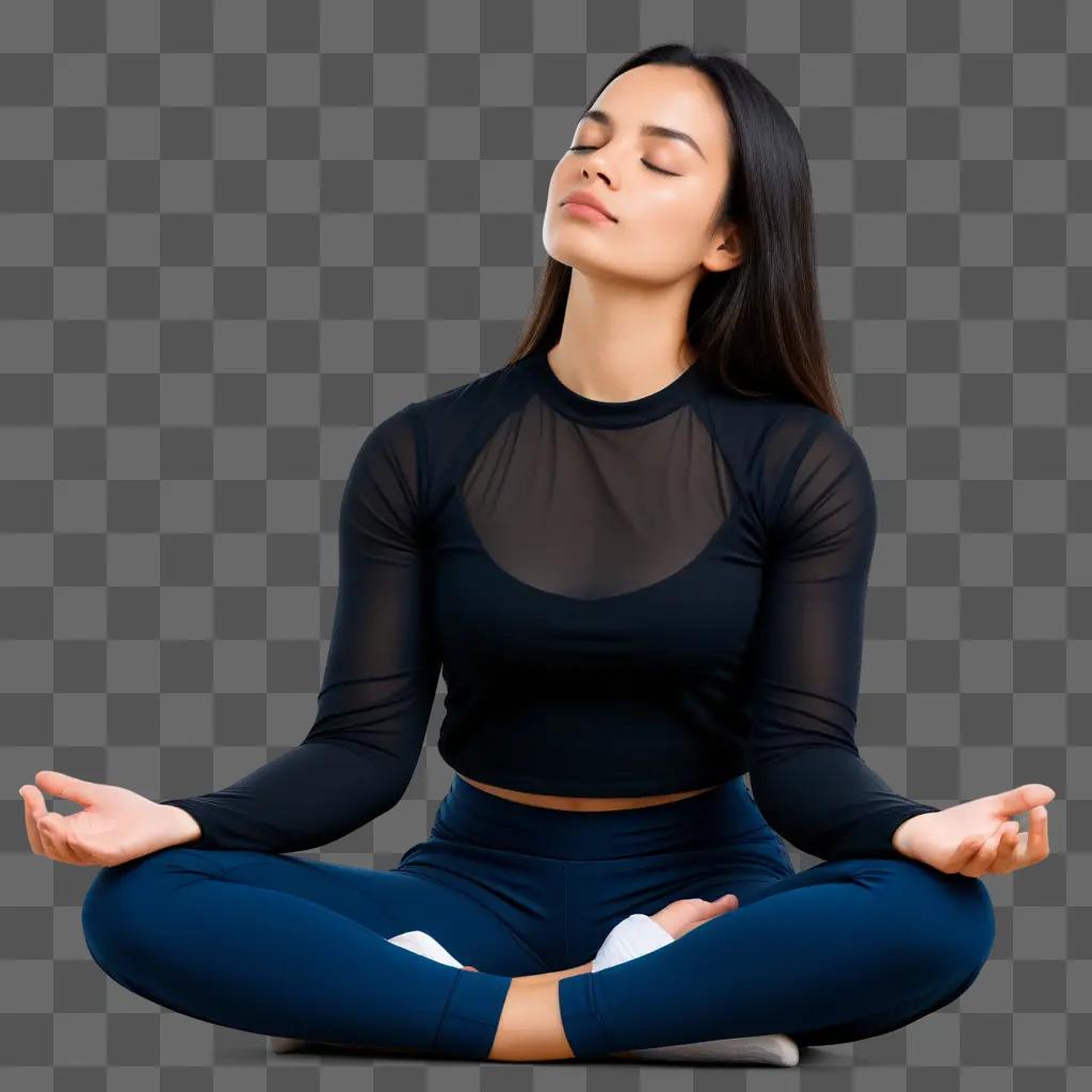 woman in a yoga pose with her eyes closed and arms raised