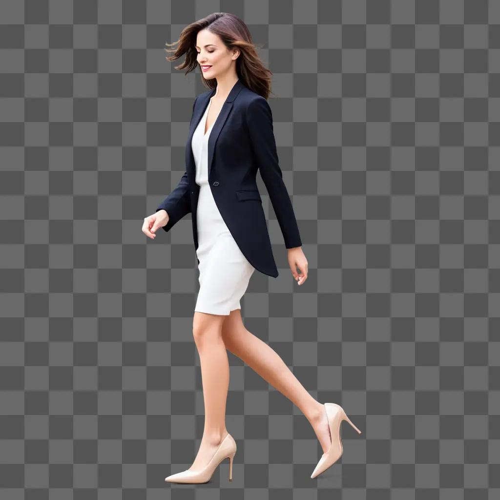 woman in high heels walks in a blurred photo