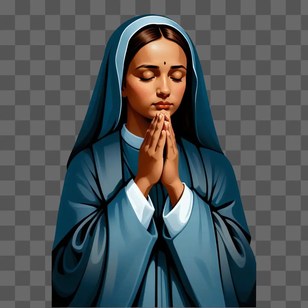 woman in prayer with hands clasped together