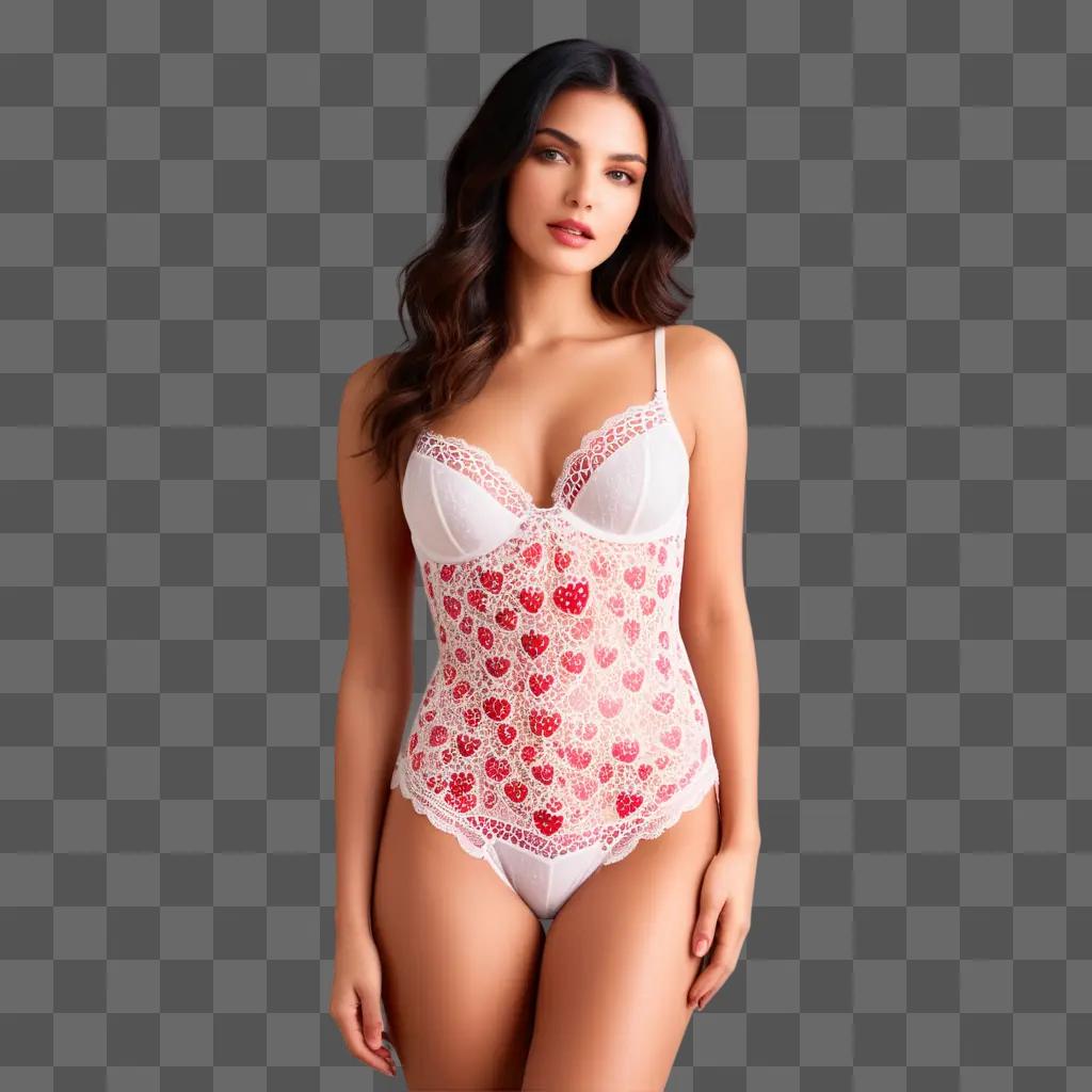 woman in strawberry lingerie poses for a picture