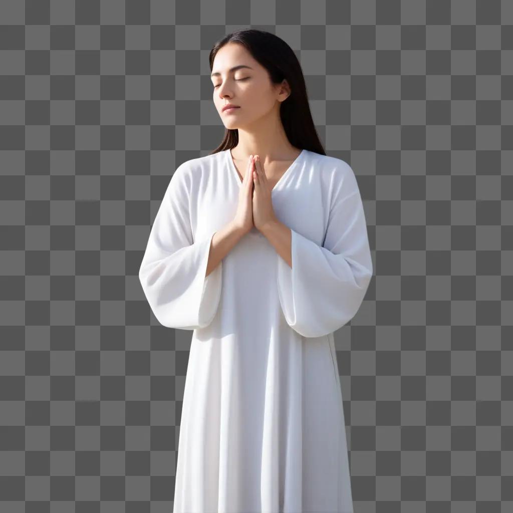 woman in white praying