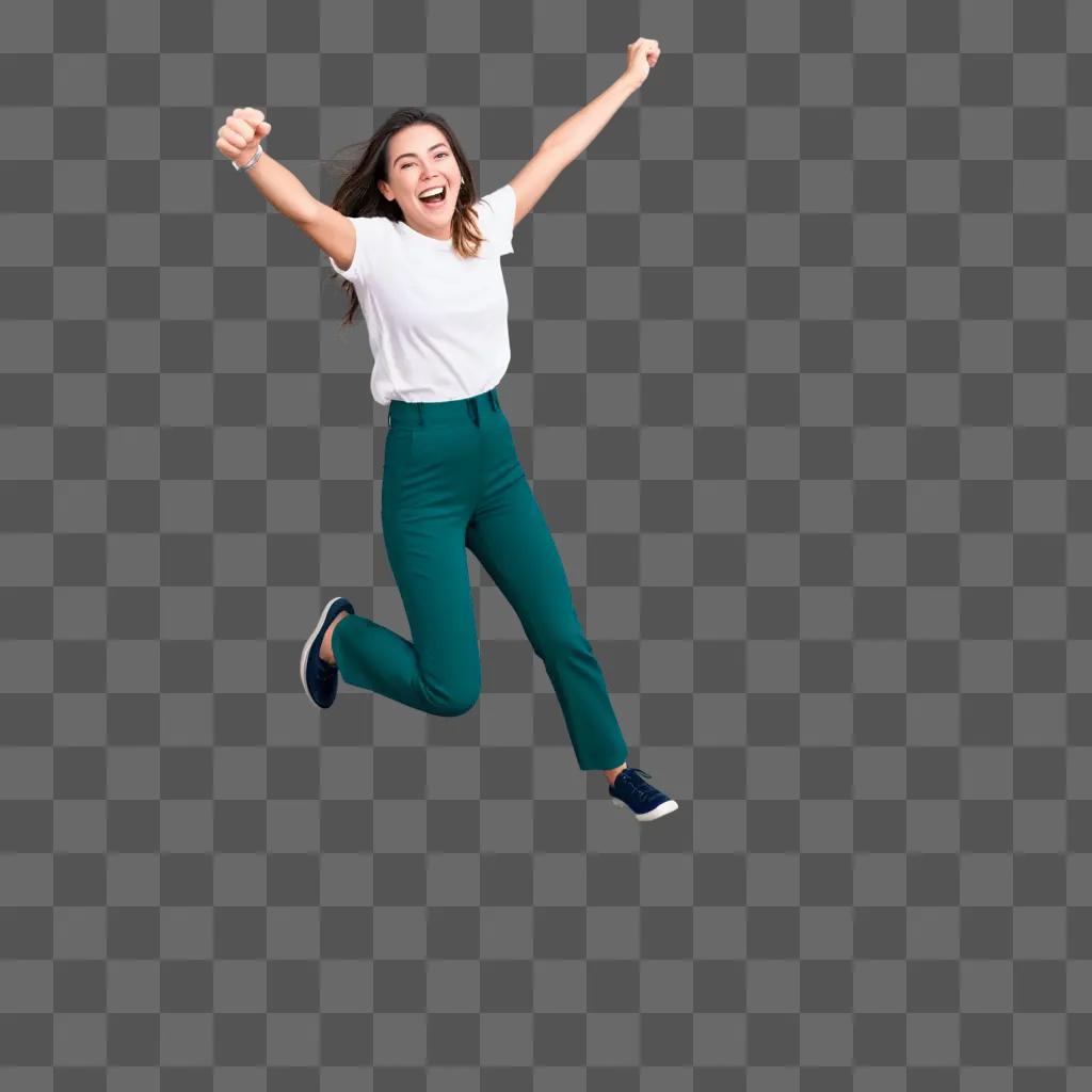 woman jumping with excitement