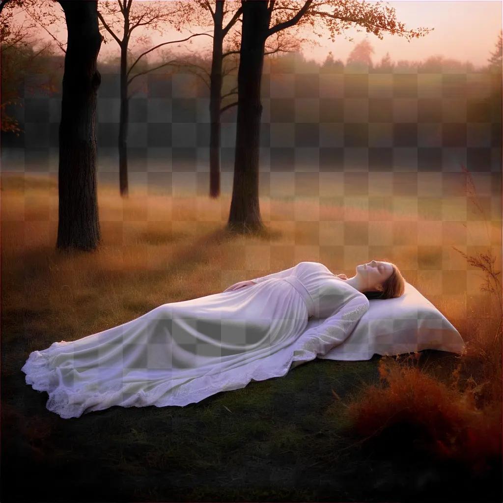 woman laying in a field near a dead body