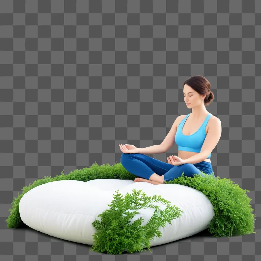 woman meditates in a green setting