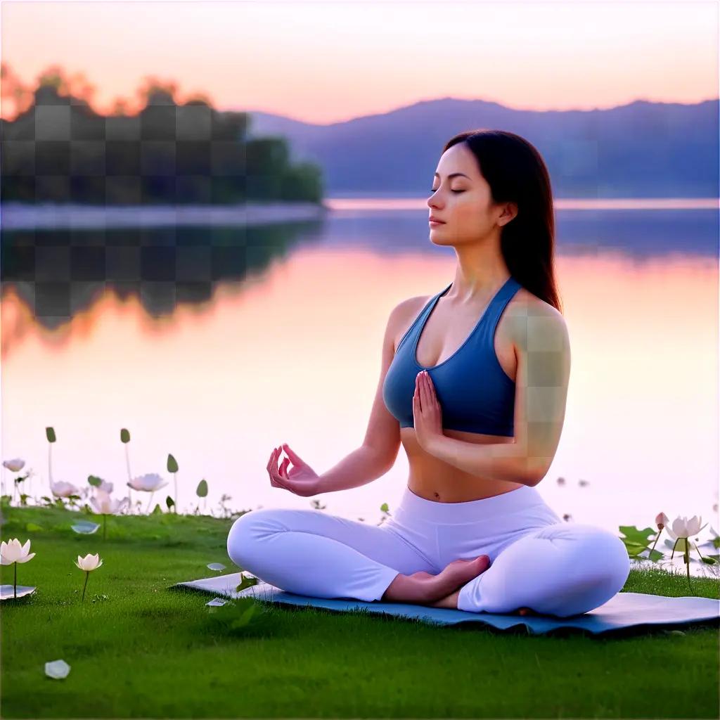 woman meditates in a peaceful environment