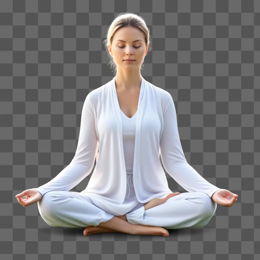 woman meditates in a white outfit