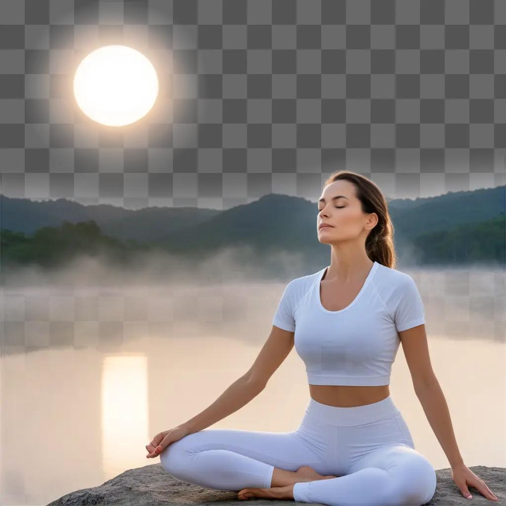 woman meditates in the suns glow