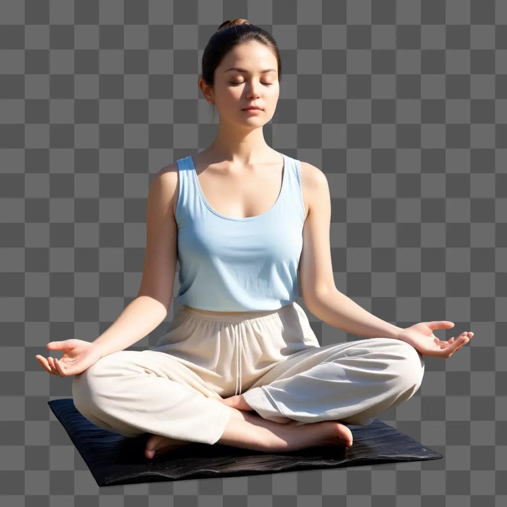 woman meditates on a yoga mat