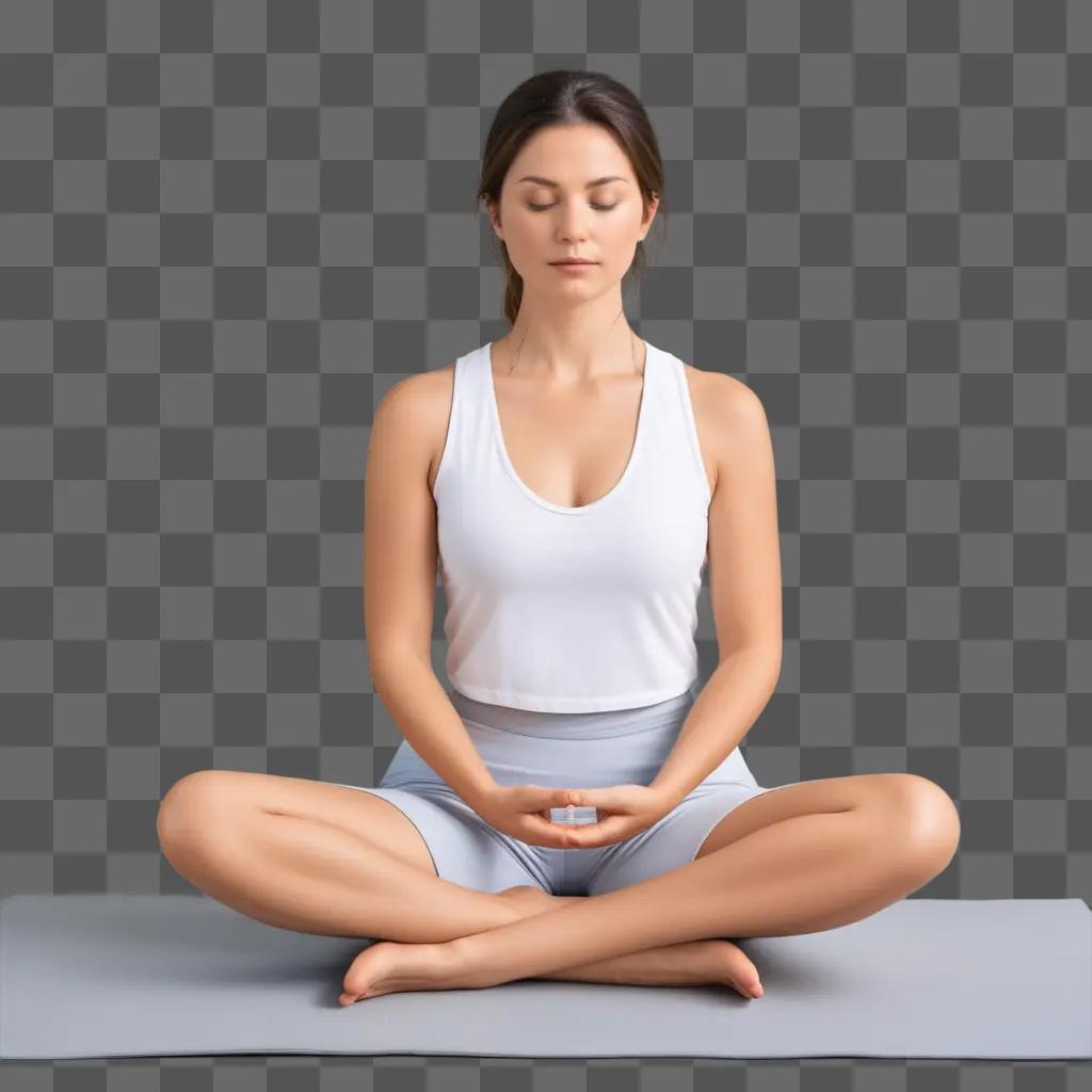 woman meditates with her eyes closed and hands on her knees