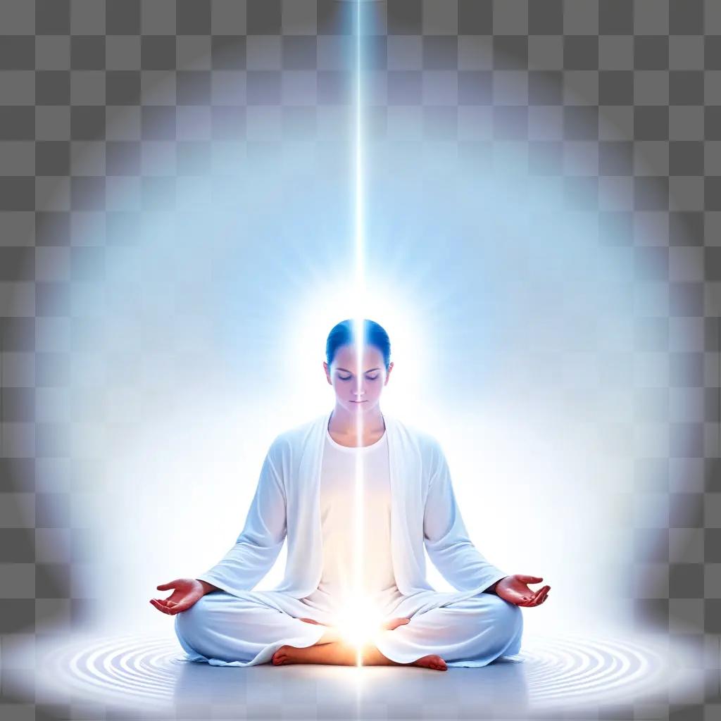 woman meditates with radiant energy