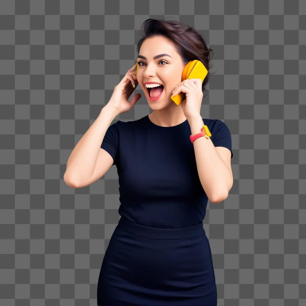 woman on a phone call with her mouth open