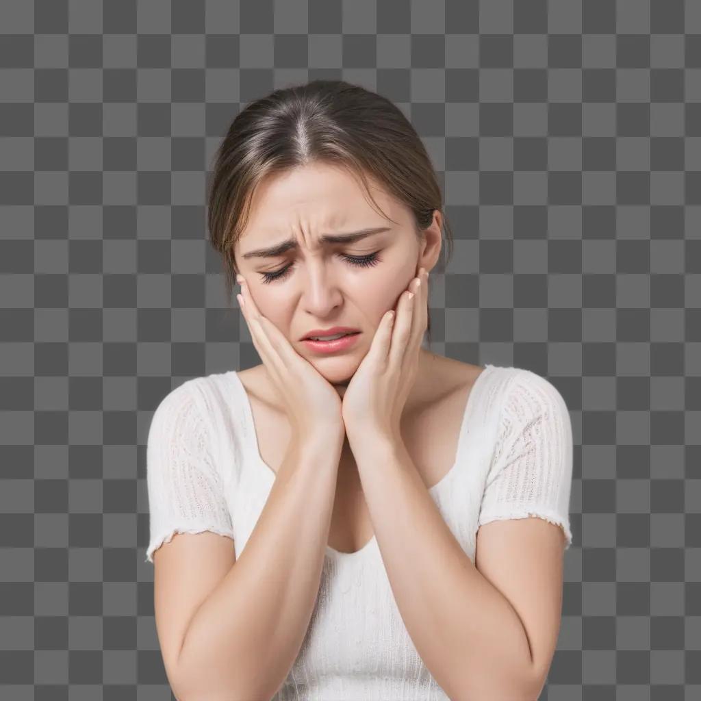 woman posing with fake tears in her eyes