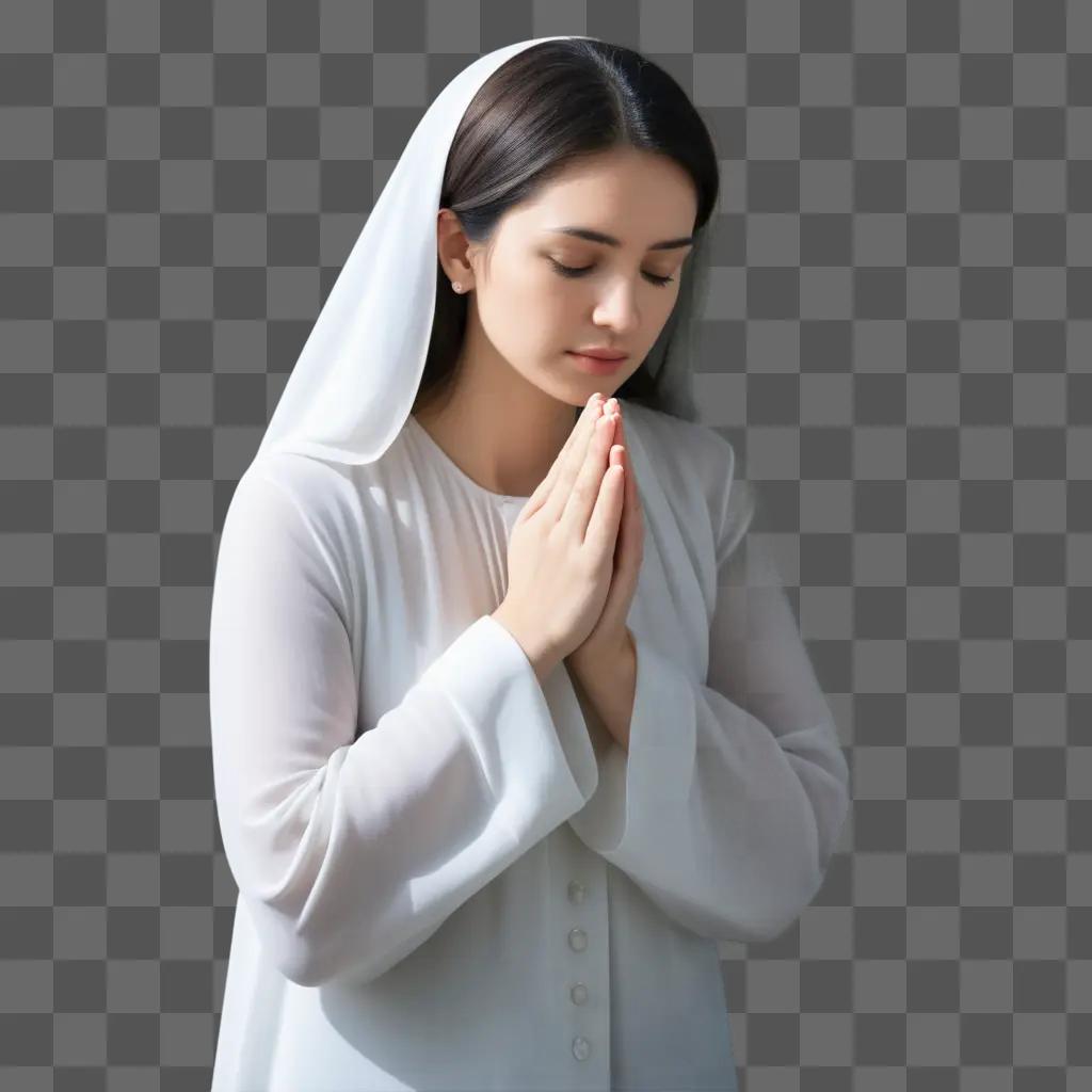 woman praying with her hands clasped together