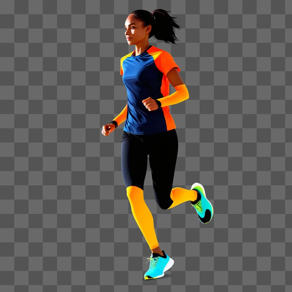 woman runner in neon colors running on a track