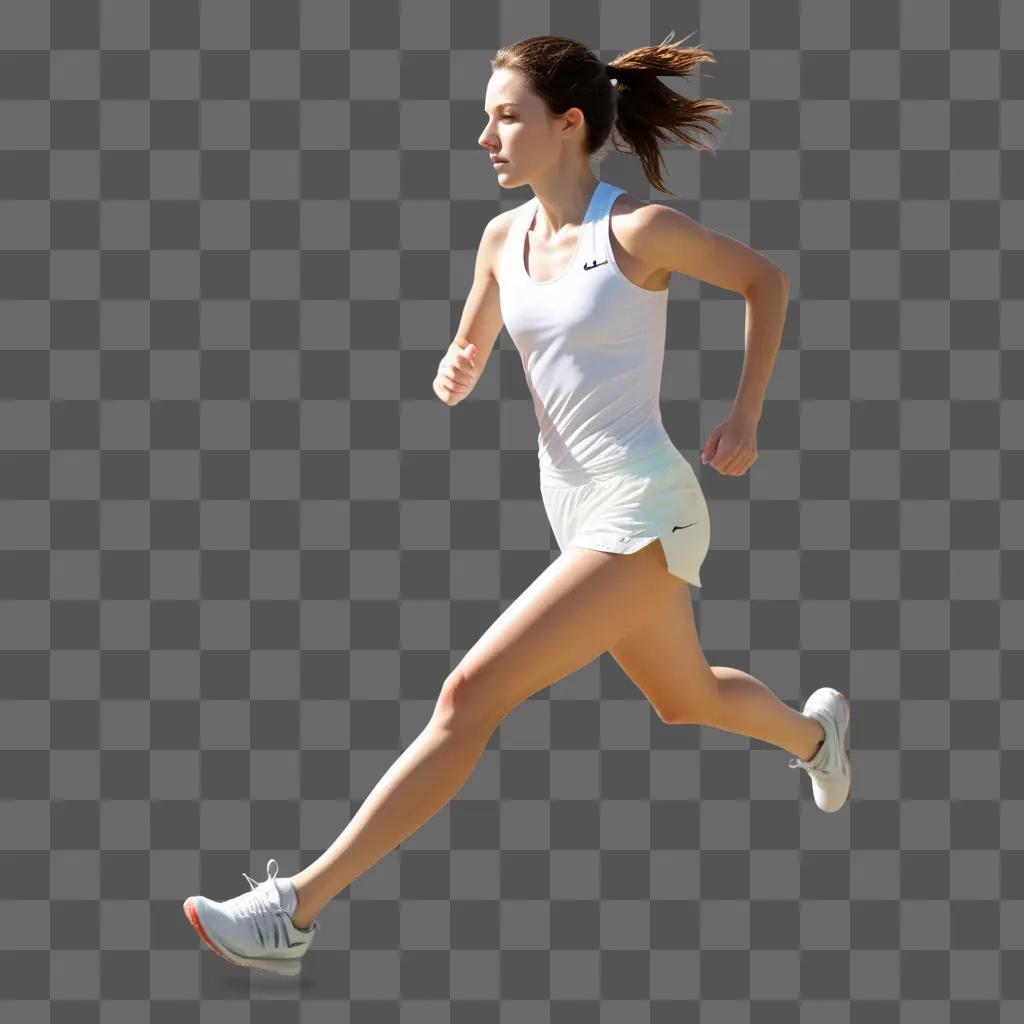 woman running in a transparent image