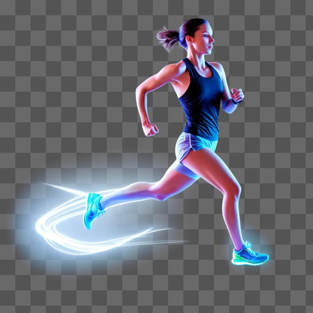 woman running in a transparent image