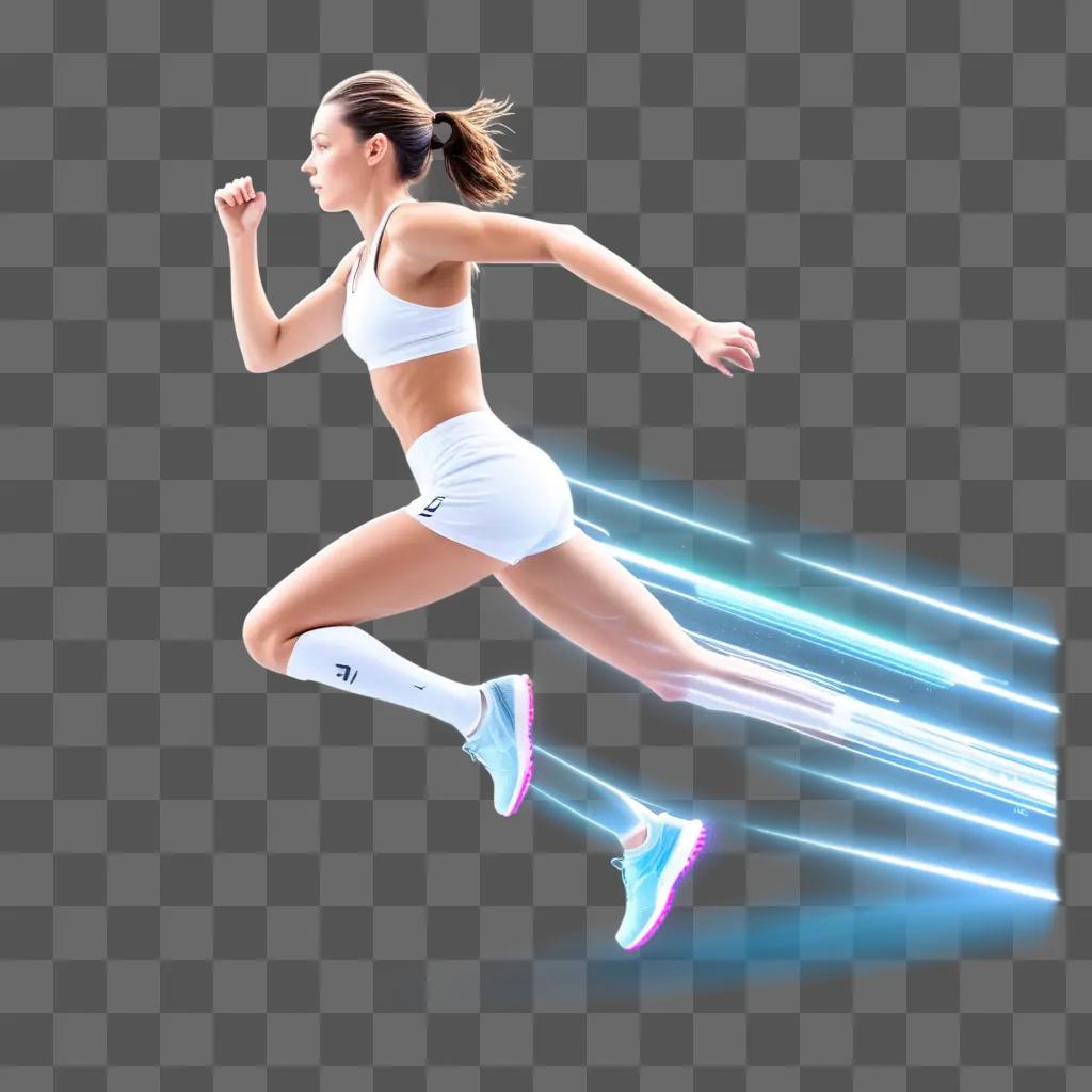 woman running in a transparent image