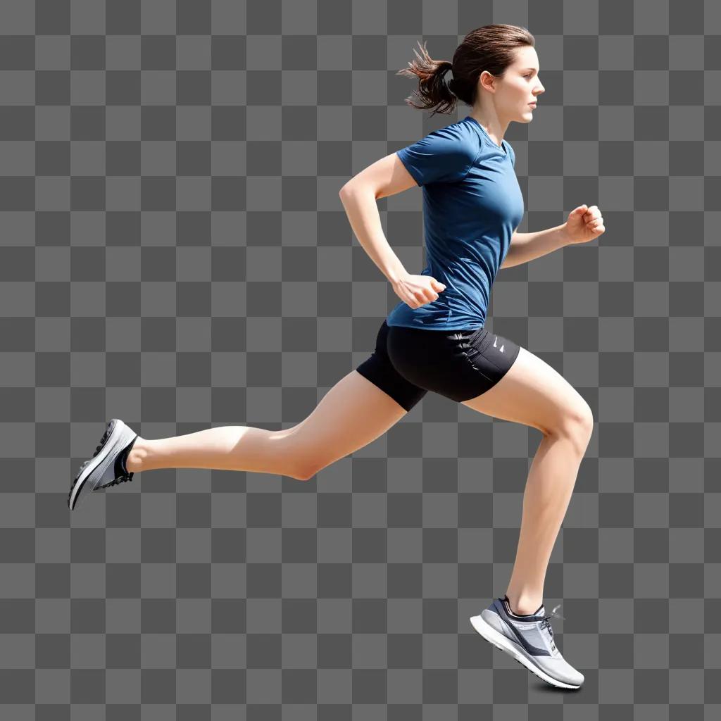 woman running in the air with a blurry background