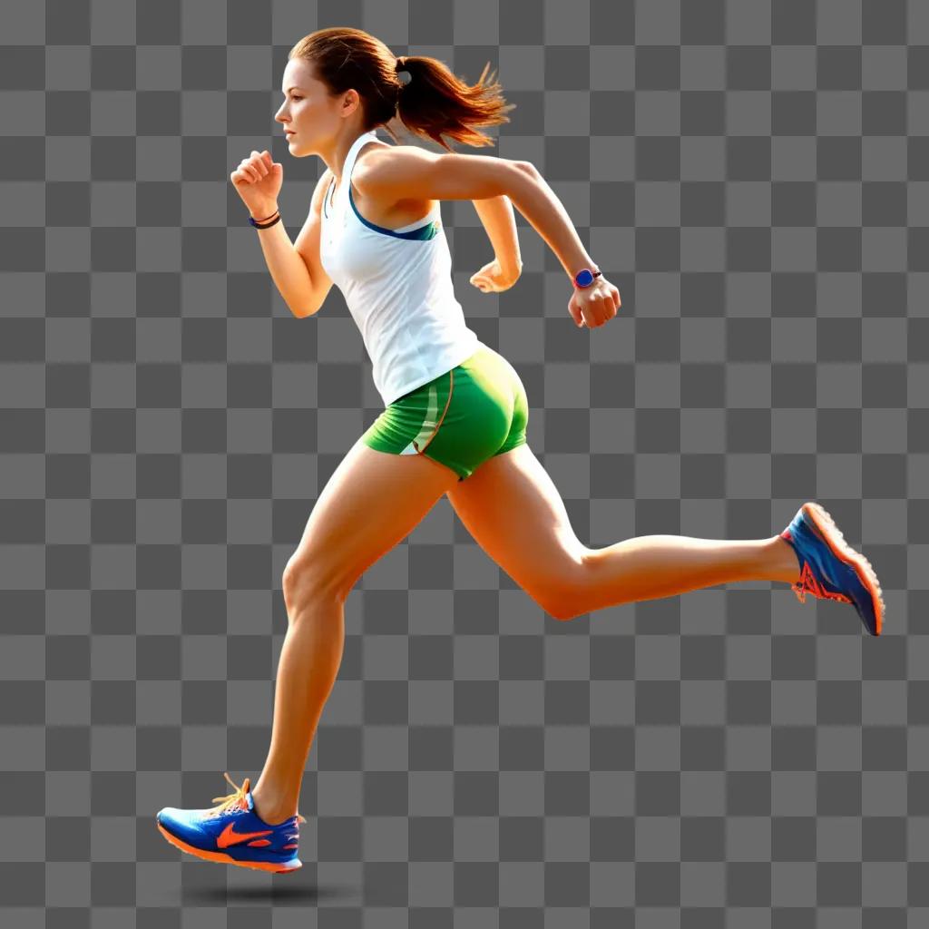 woman runs in a transparent image