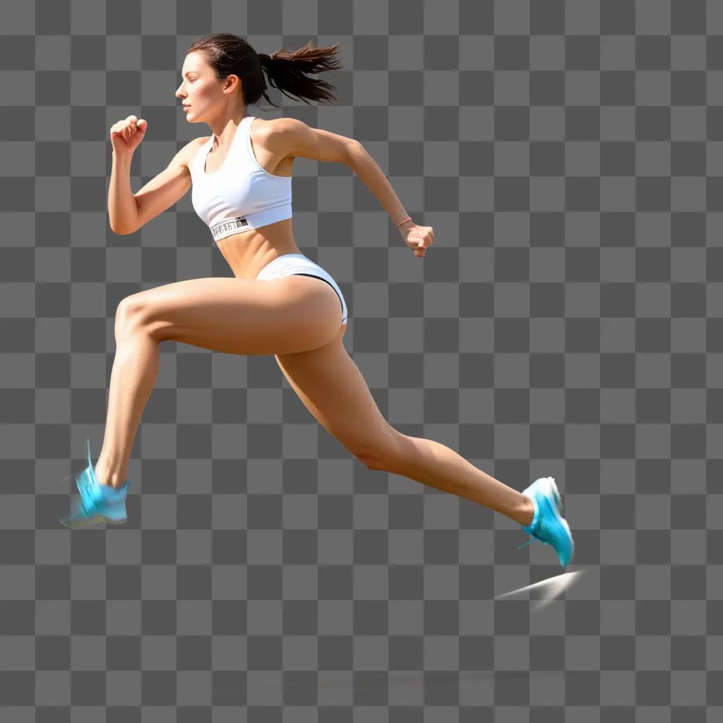 woman runs in a transparent image