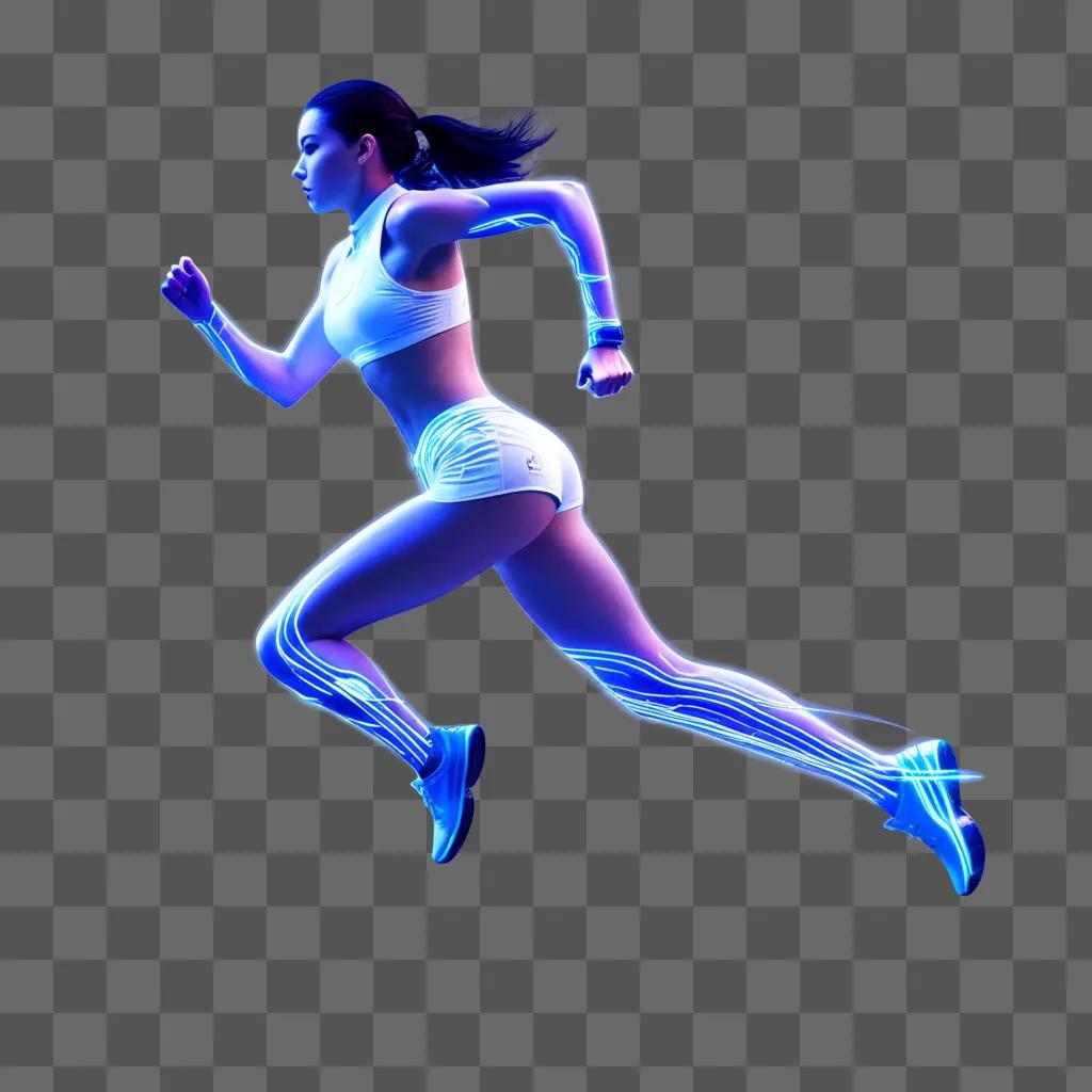 woman runs in a transparent image