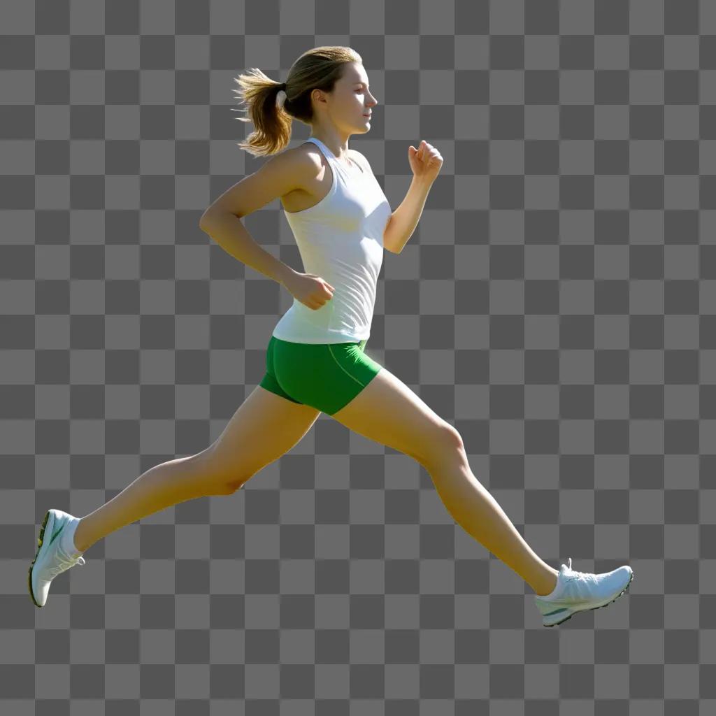 woman runs with a transparent background