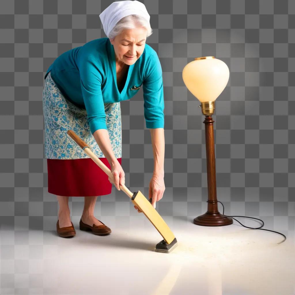 woman scrubbing the floor with a mop