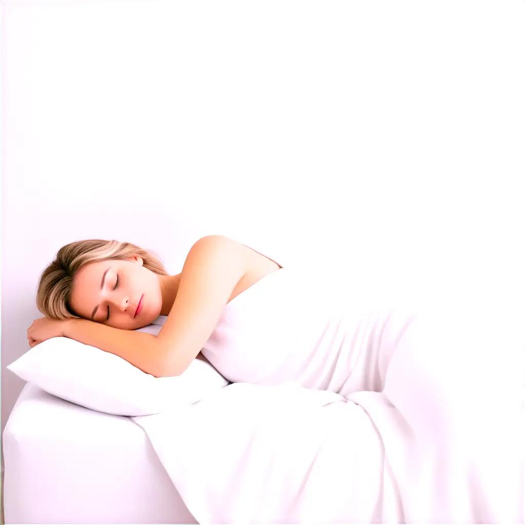 woman sleeps in white on a bed