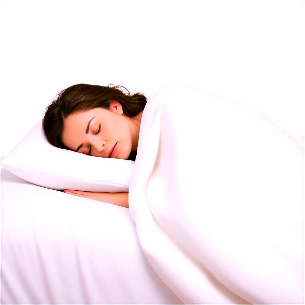 woman sleeps under a white blanket