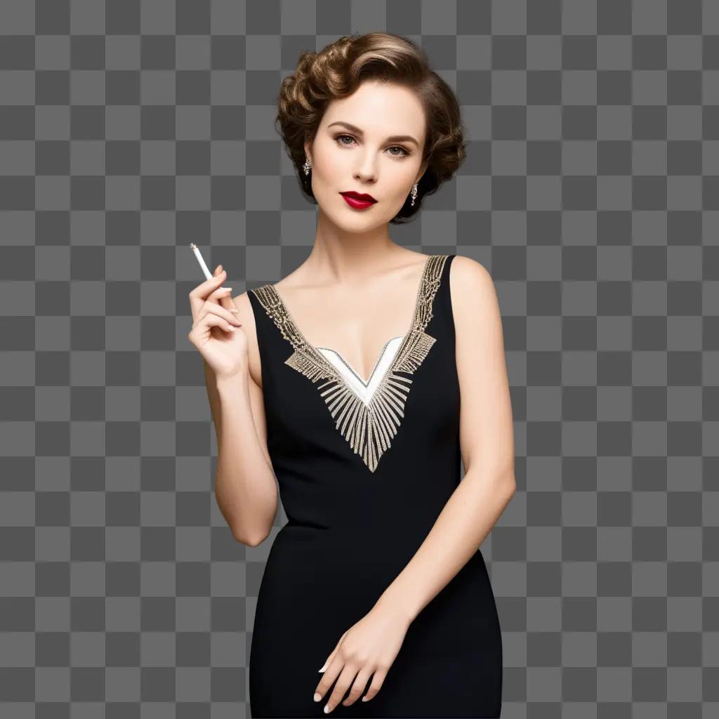 woman smoking in a dark dress