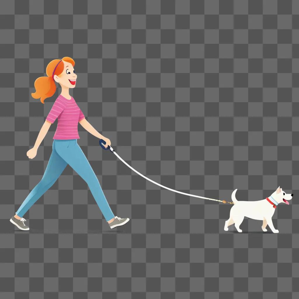 光るリードで犬を散歩させる女性