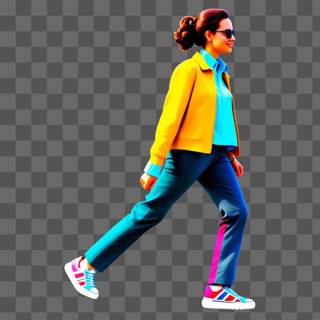 woman walking with a bright background