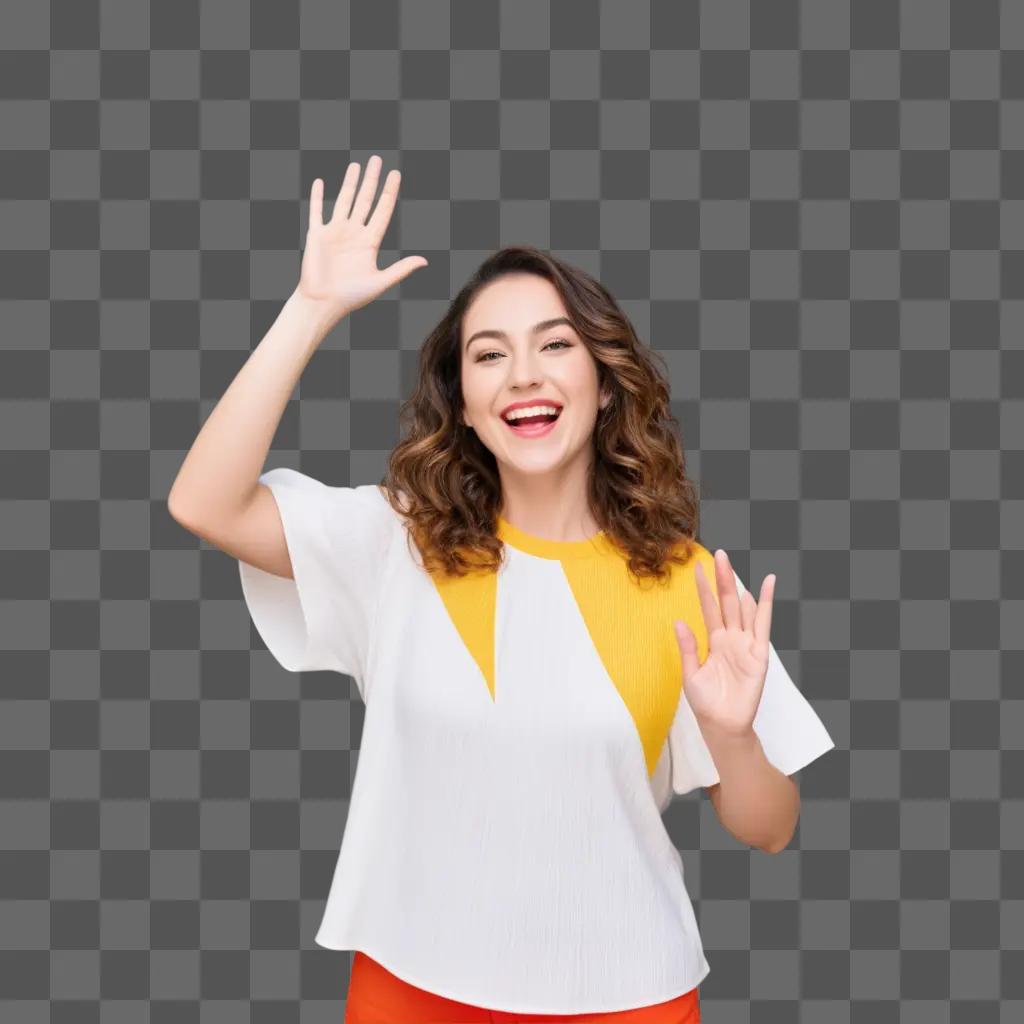 woman waving her hand in front of her face