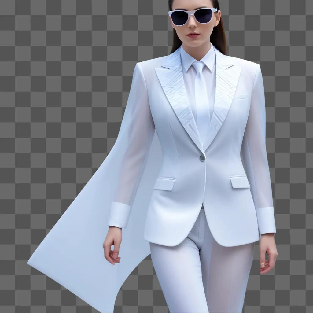 woman wearing a transparent white suit